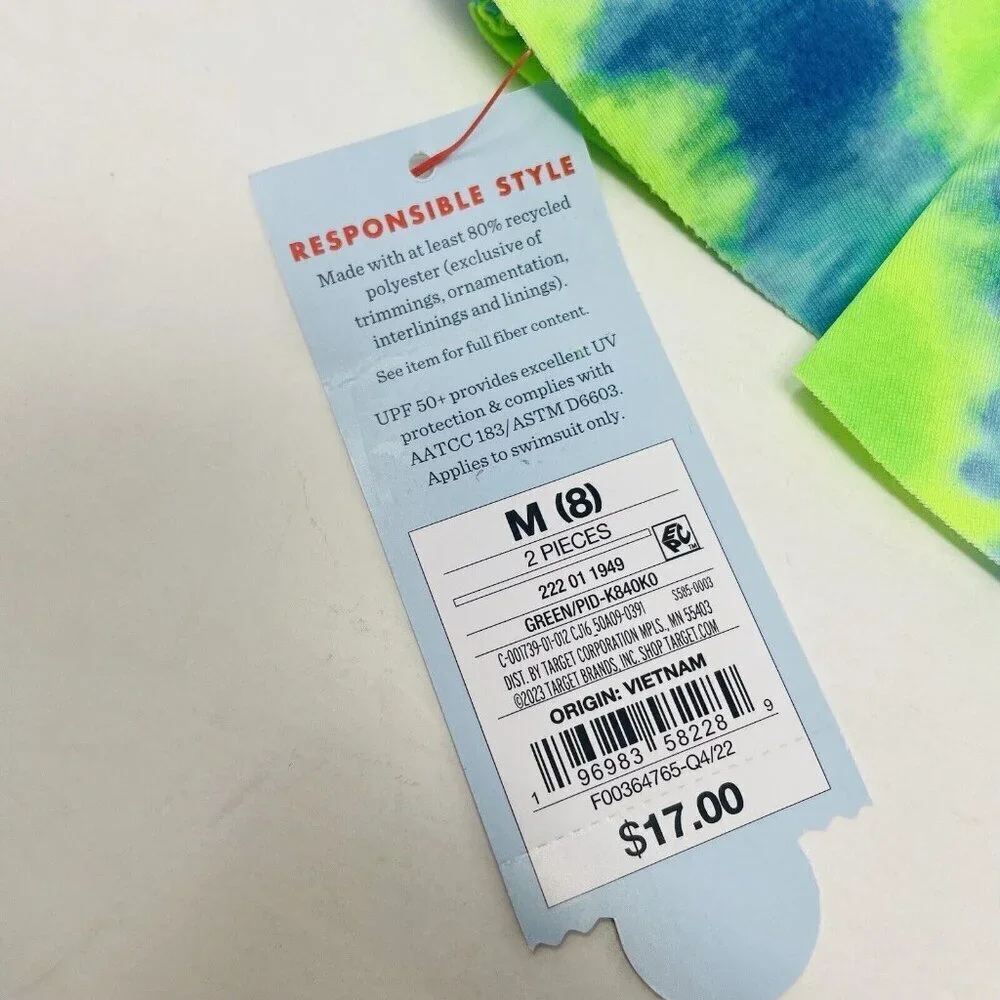 Cat‎ & Jack Youth Girls Medium Sweet Popsicle Tie Dye Bikini Top Blue/Green 1653